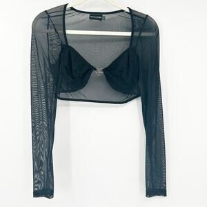 PrettyLittleThing Whimsigoth Sweetheart Neck‎ Slinky Mesh Sheer Bra Crop Top 8